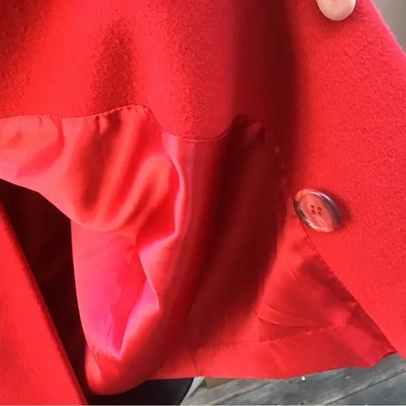 Vintage J.G. Hook Red Double-Breasted 100% Wool Long Coat - Picture 7 of 16